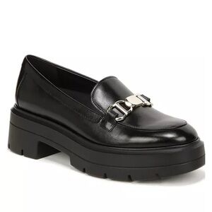 Naturalizer Black Leather Chunky Loafs with Gold Chain - EU 36 US 6
